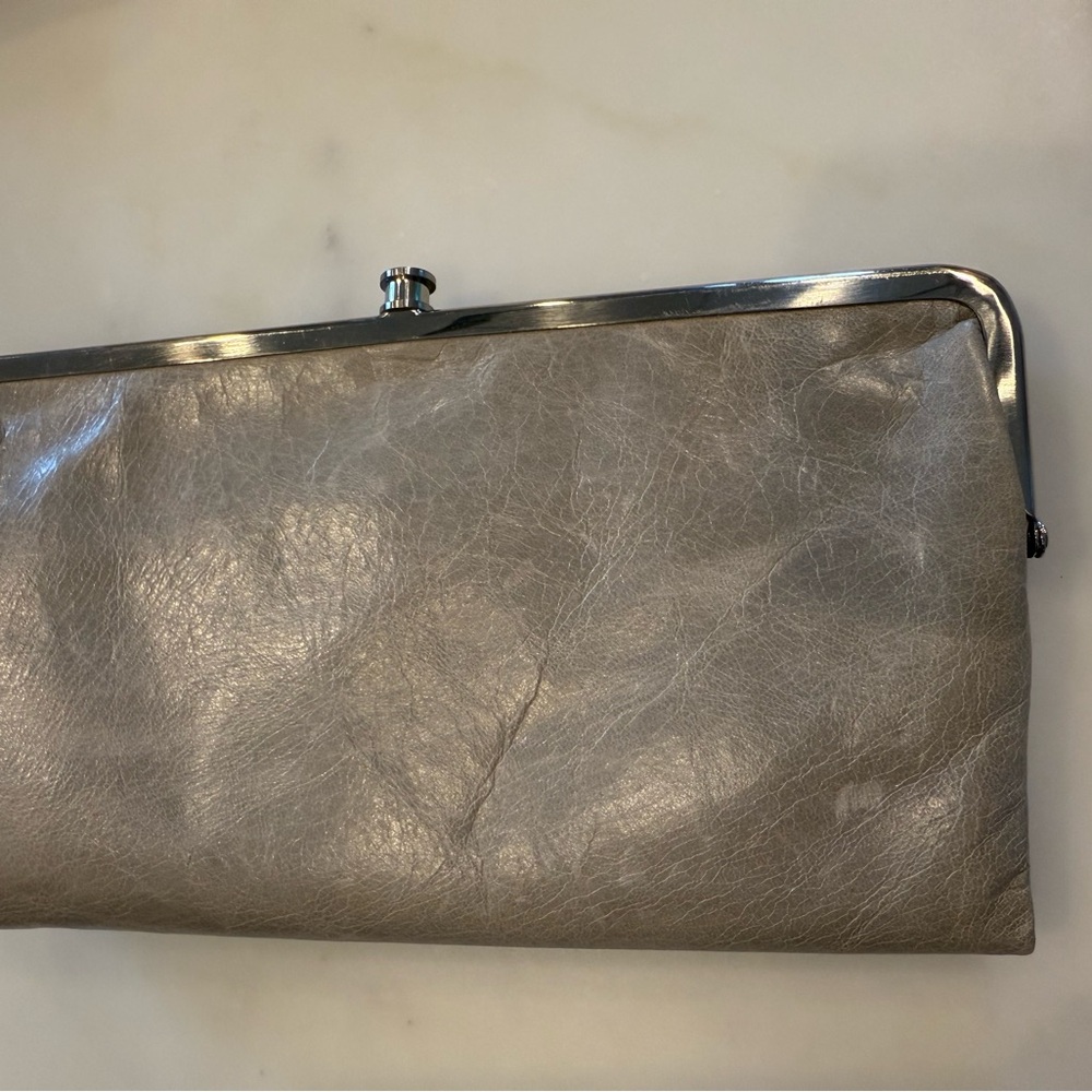Elegant Gray Leather HOBO Clutch and wallet - new!